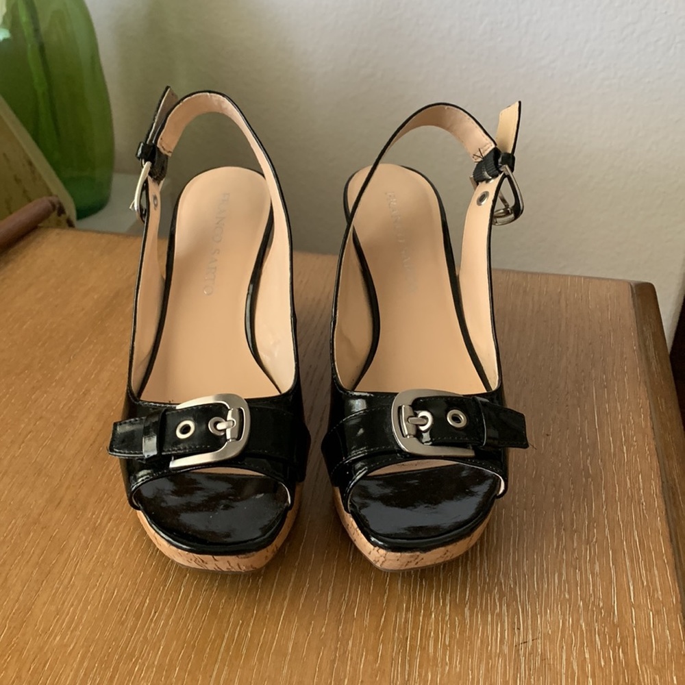 Franco Sarto Carnival Cork Wedge Slingback Shoe Size 8.5 - Picture 2 of 5